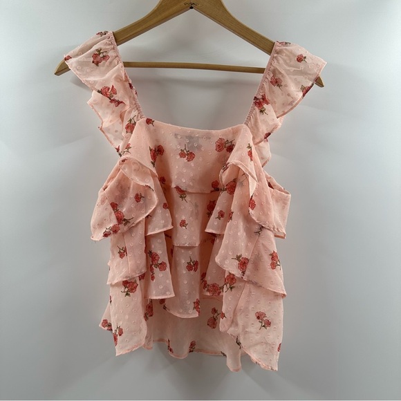 Forever 21 Pink Floral Ruffled Tank Top – Size Small - Picture 5 of 5